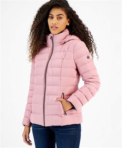 michael michael kors women's hooded stretch packable down puffer coat|Michael Kors removable hood coats.